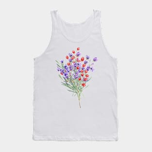 Floral Shirt, Red Berry Levander Flower T Shirt Tank Top